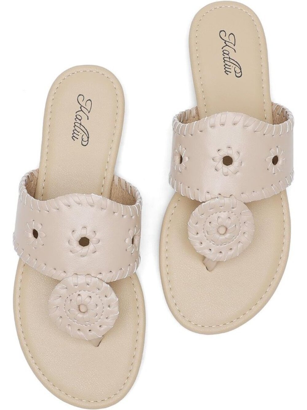 Women's Flat Sandals Flip Flop Almond Sandals Dressy Thong Sandals Slip On